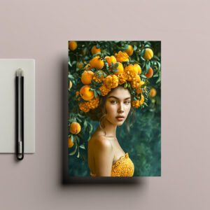 raxxa Postkarte: Orange Blossom Queen with fruits on head