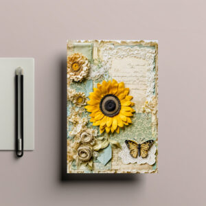 raxxa Postkarte: Shabby chic Sunflower with Butterfly