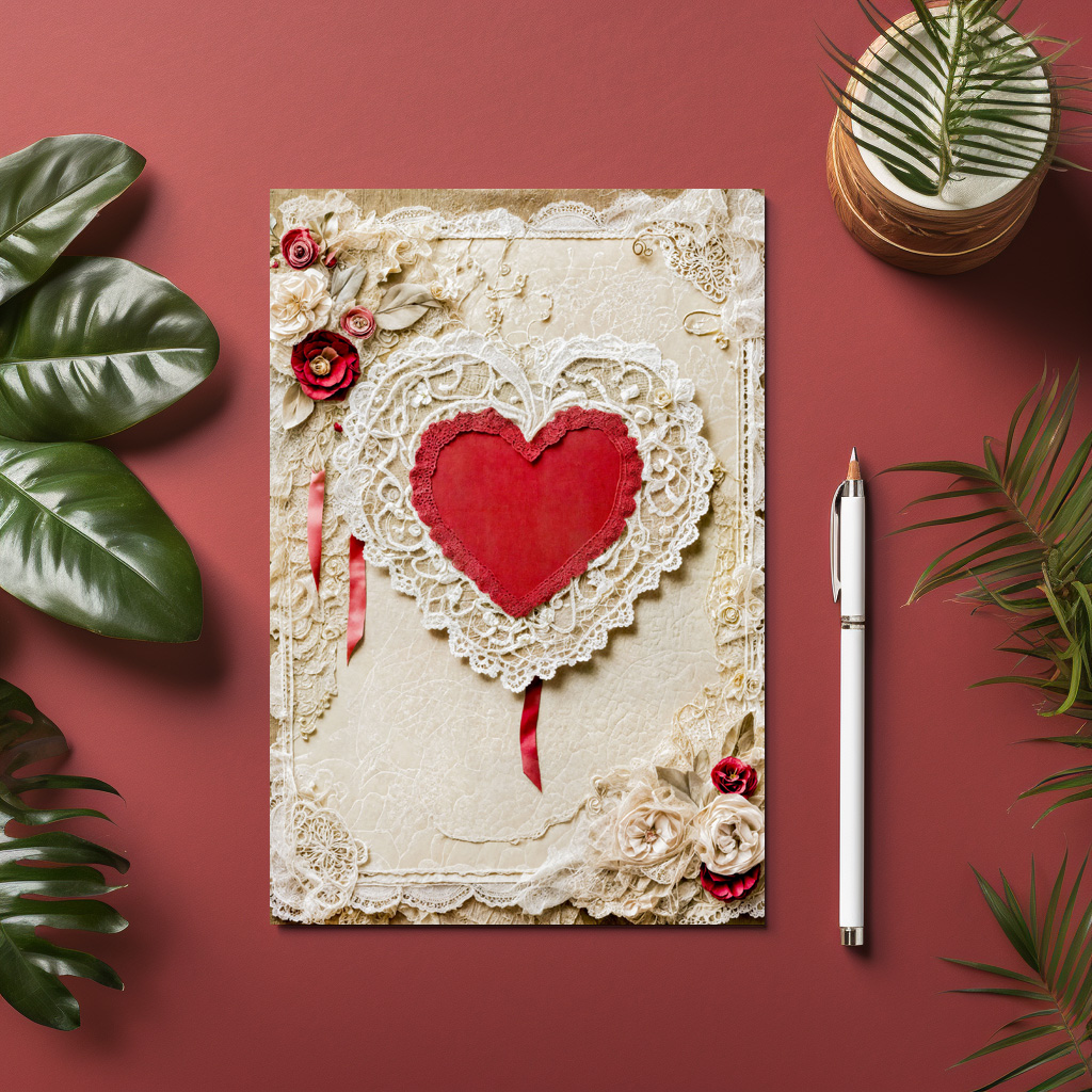 raxxa Postkarte: Shabby Chic Heart with Lace