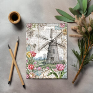 raxxa Postkarte: Windmill with Pink Tulips