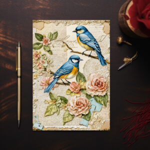 raxxa Postkarte: Bluebirds with Roses