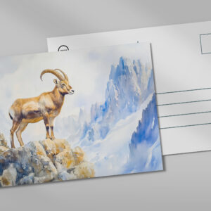 raxxa Postkarte: Ibex in the Alps watercolor painting