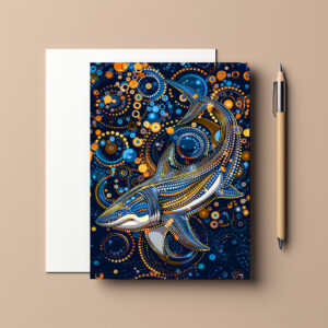 raxxa Postkarte: Shark in Aborigine Dot Art Style