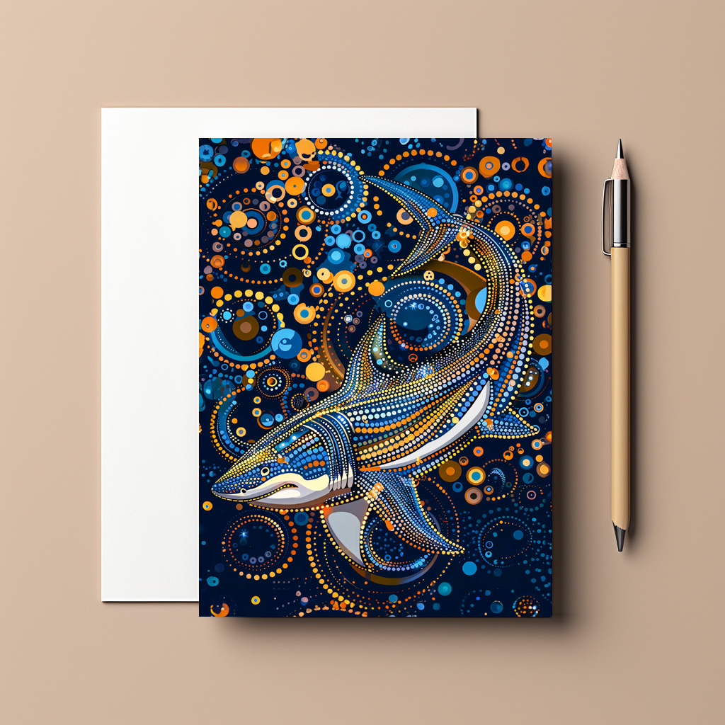 raxxa Postkarte: Shark in Aborigine Dot Art Style