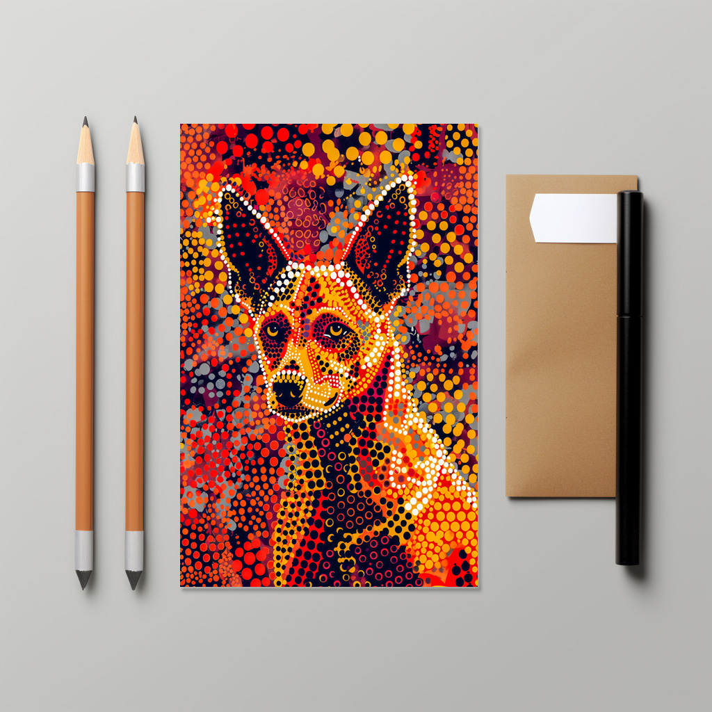 raxxa Postkarte: Dingo in Aborigine Dot Art Style