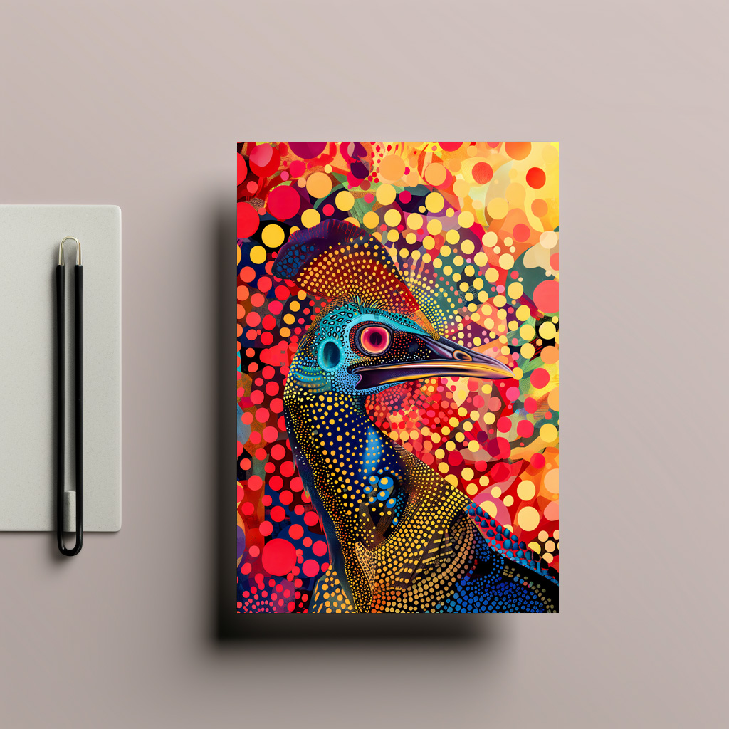 raxxa Postkarte: Cassowary in Aborigine Dot Art Style