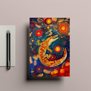 raxxa Postkarte: Crocodile in Aborigine Dot Art Style