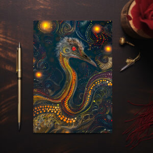 raxxa Postkarte: Emu in Aborigine Dot Art Style