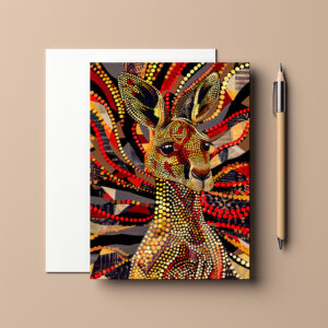 raxxa Postkarte: Red Kangaroo in Aborigine Dot Art Style