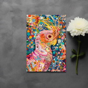 raxxa Postkarte: Pink Cockatoo in Aborigine Dot Art Style