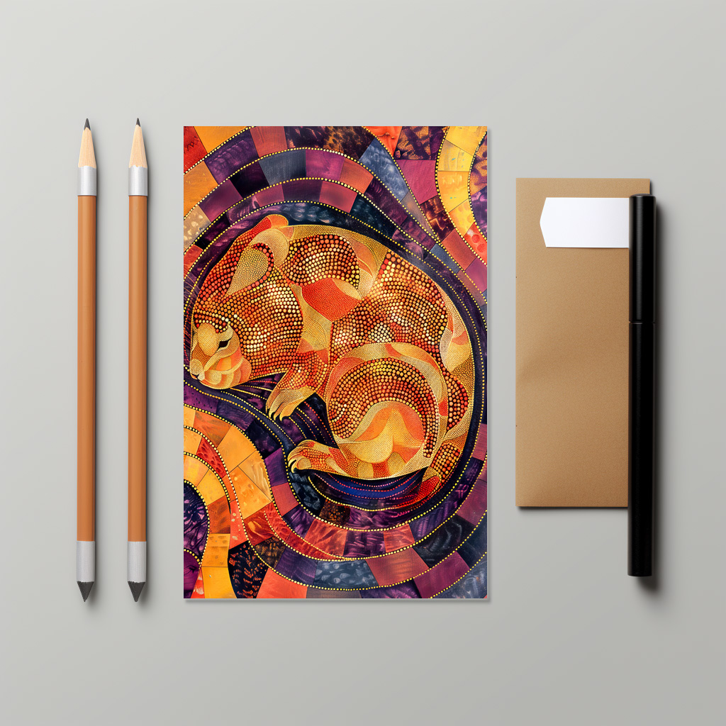 raxxa Postkarte: Wombat in Aborigine Dot Art Style