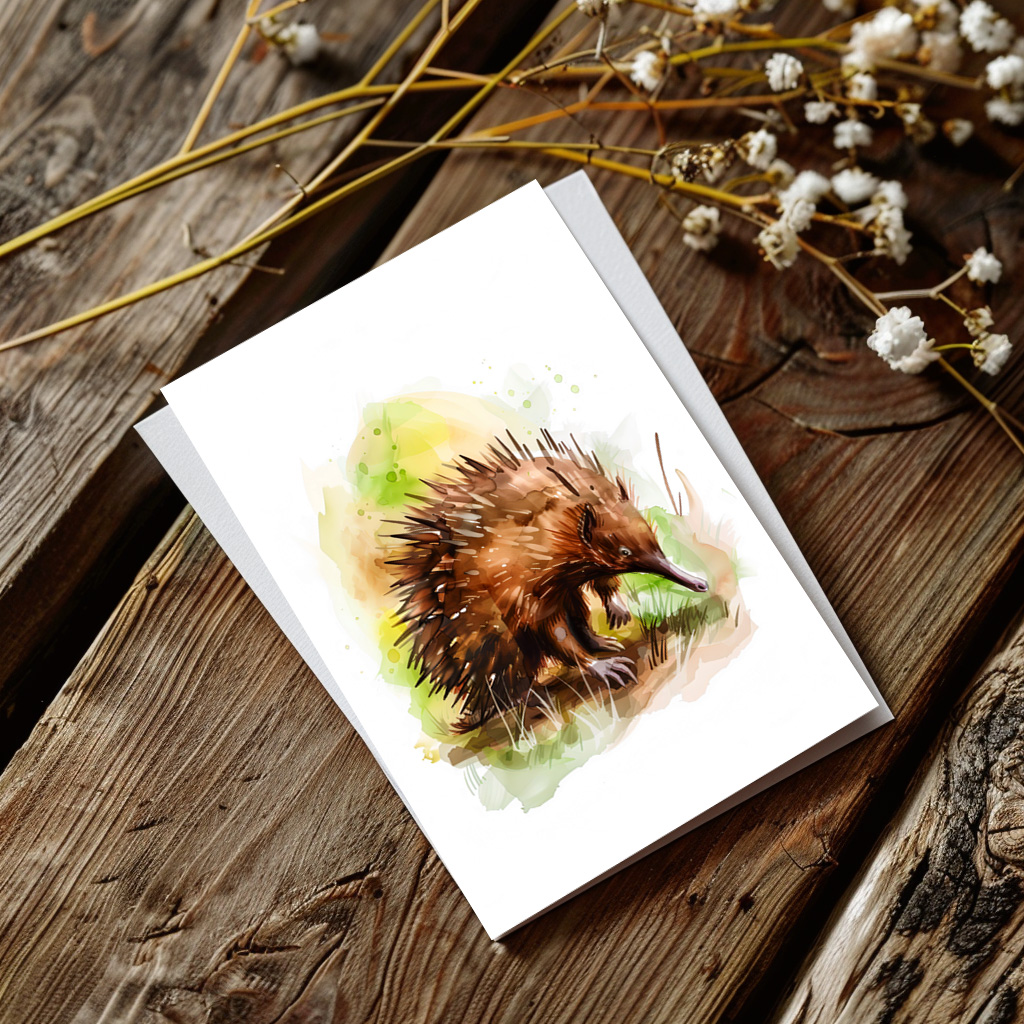 raxxa Postkarte: Watercolor Echidna in Natural Setting