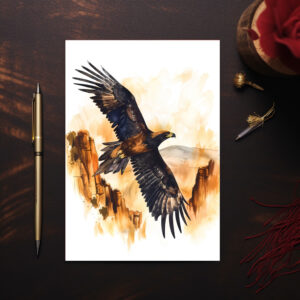 raxxa Postkarte: Watercolor Wedge-Tailed Eagle Flying