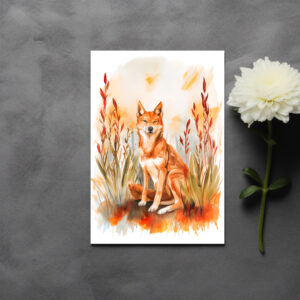 raxxa Postkarte: Watercolor Dingo in Grass