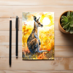 raxxa Postkarte: Watercolor Kangaroo at Sunset