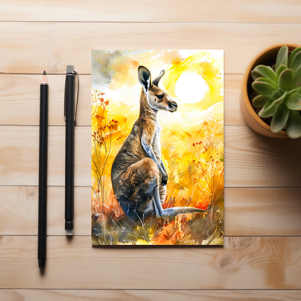 raxxa Postkarte: Watercolor Kangaroo at Sunset