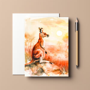 raxxa Postkarte: Watercolor Kangaroo at Sunset II