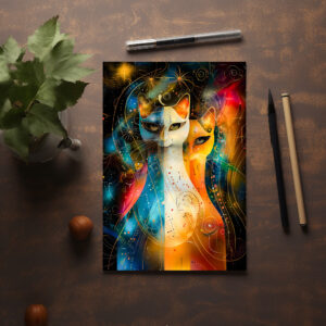 raxxa Postkarte: Cosmic Cat Art with Stellar Background