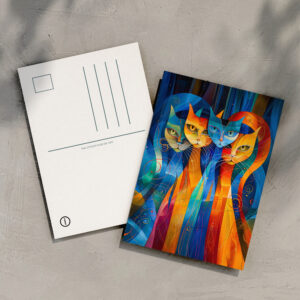 raxxa Postkarte: Abstract Cat Portrait Amidst Galactic Wonders