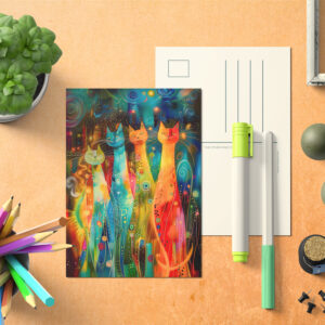 raxxa Postkarte: Modern Cat Design in Cosmic Galaxy