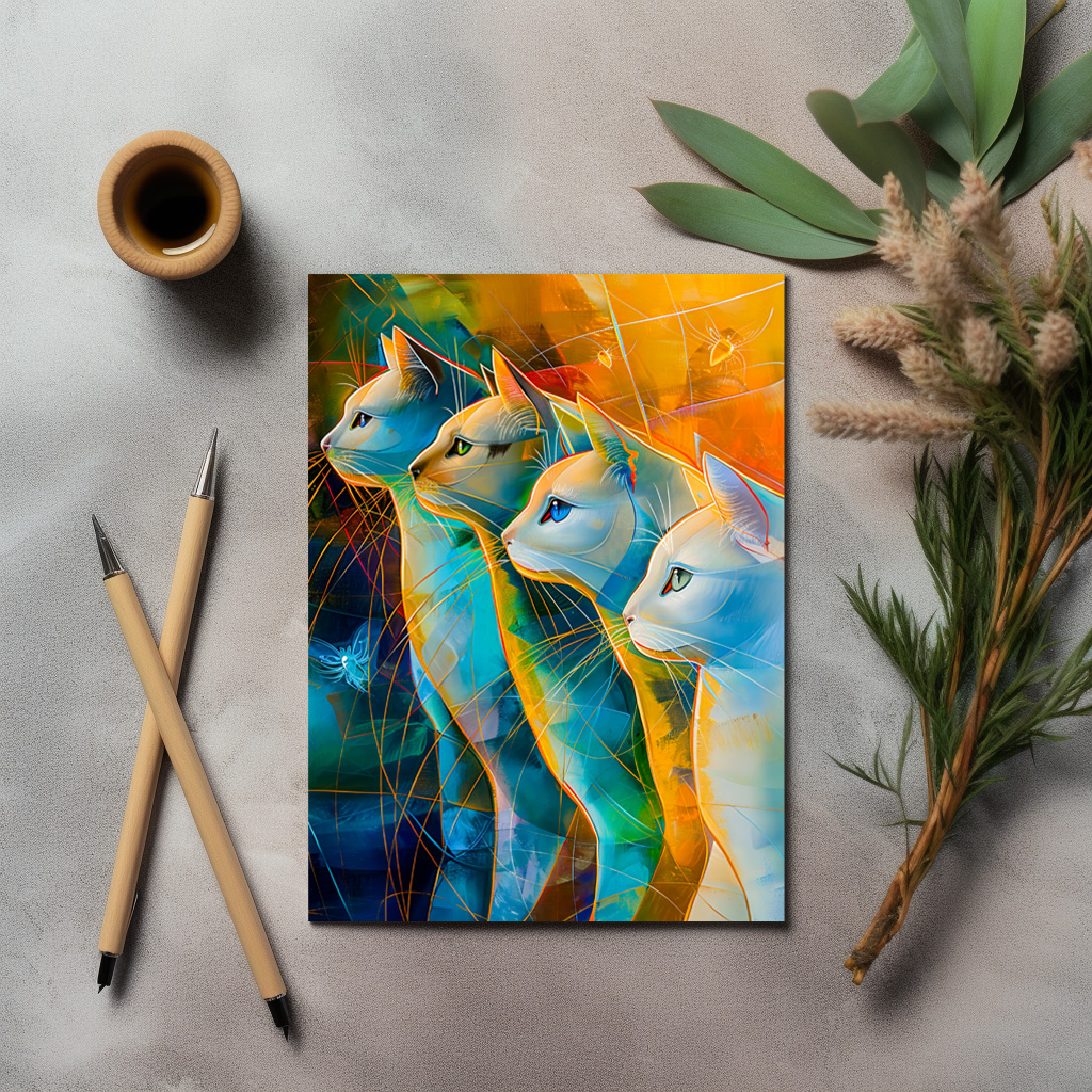 raxxa Postkarte: Modern Cat Design in Cosmic Galaxy