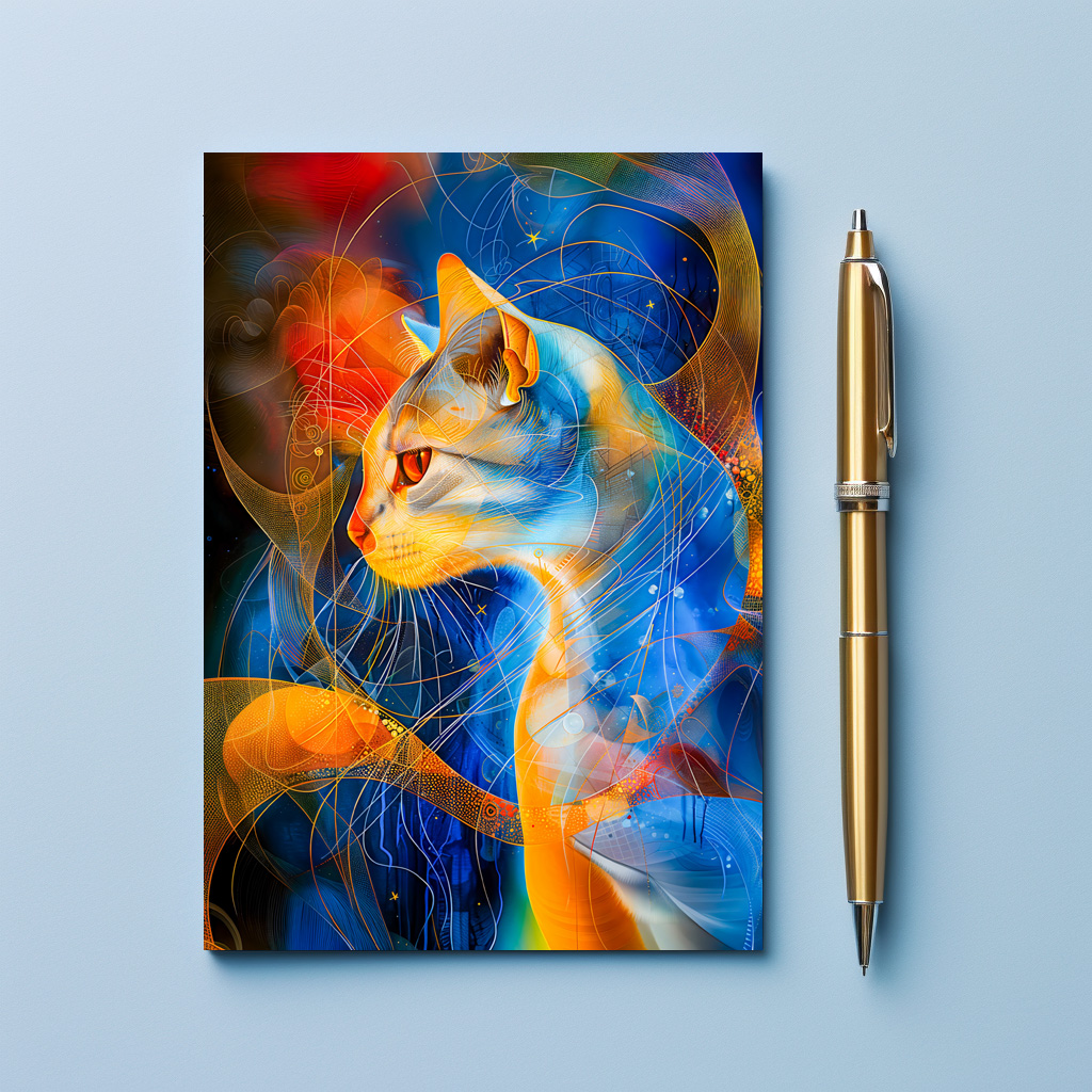 raxxa Postkarte: Abstract Cat Portrait Amidst Galactic Wonders