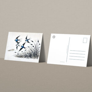 raxxa Postkarte: Group of Swallows Soaring Through the Sky in Chinese Ink Painting