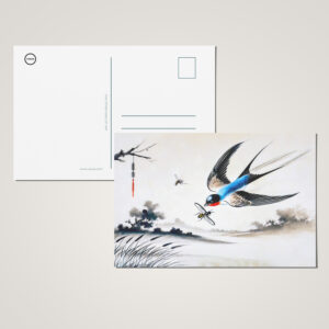 raxxa Postkarte: Swallow Catching an Insect in Mid-Air in Chinese Ink Painting