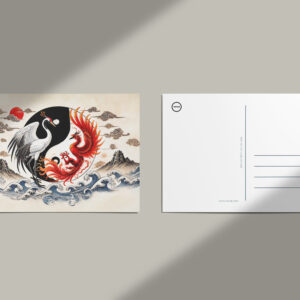 raxxa Postkarte: Yin and Yang Crane and Phoenix in Asian Art Style