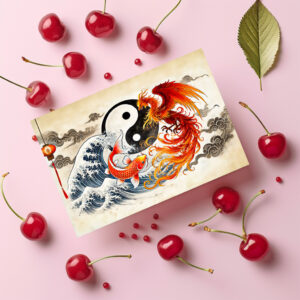 raxxa Postkarte: Yin and Yang Koi and Phoenix in Asian Art Style