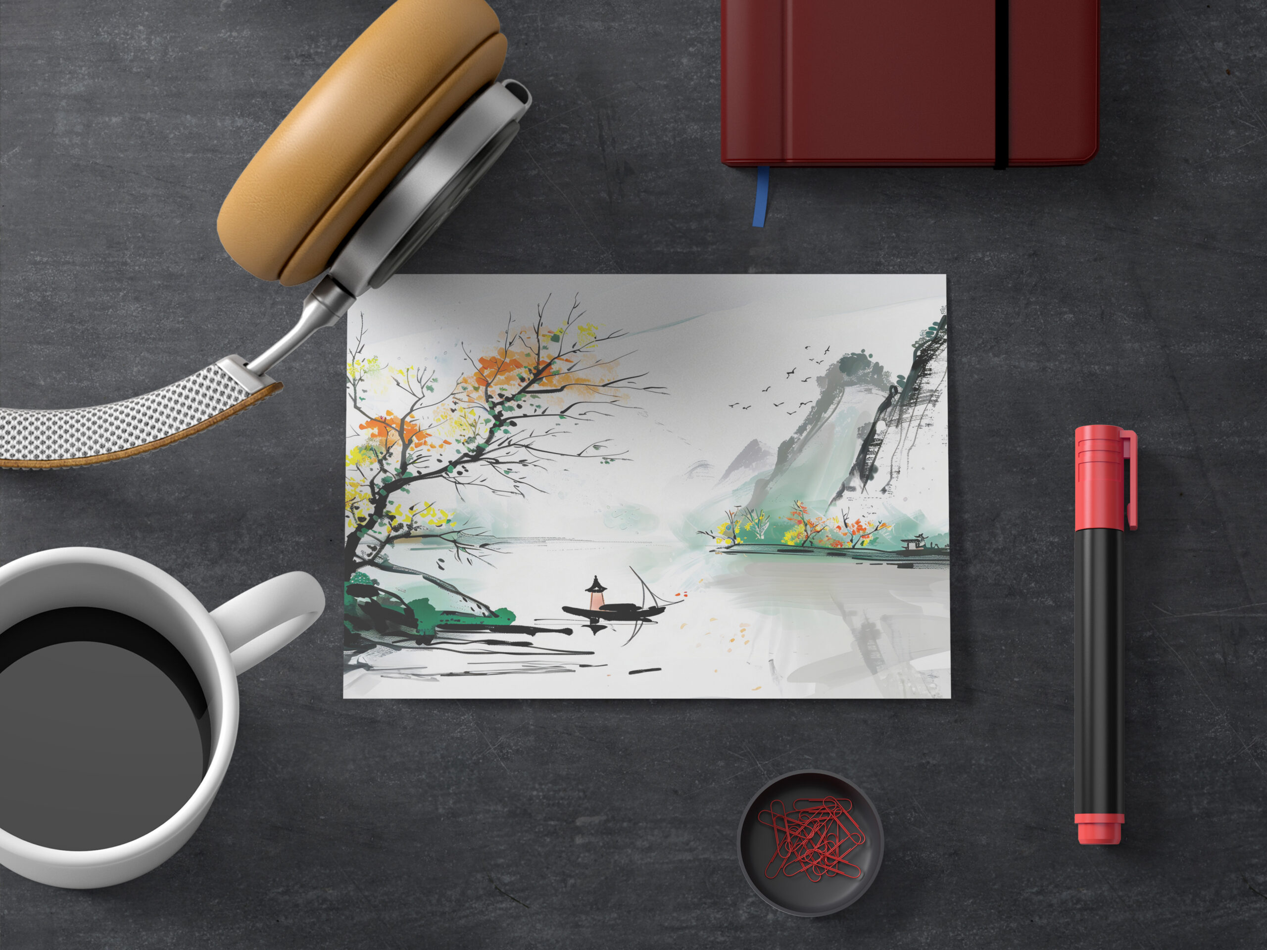 raxxa Postkarte: Chinese Fisherman on a Mountain Lake