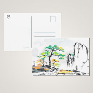 raxxa Postkarte: Tree and Landscape with Mountain Village