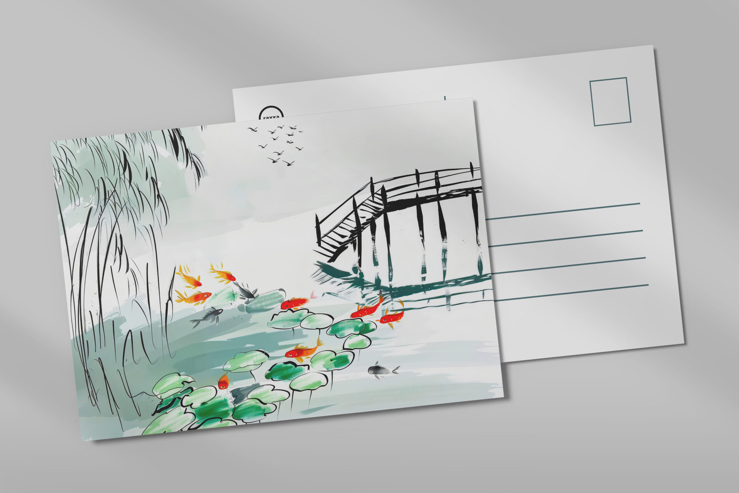 raxxa Postkarte: Koi Fish in a Tranquil Pond