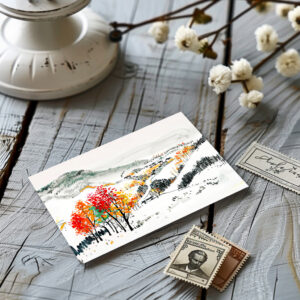 raxxa Postkarte: Autumn Landscape with Mountain Village