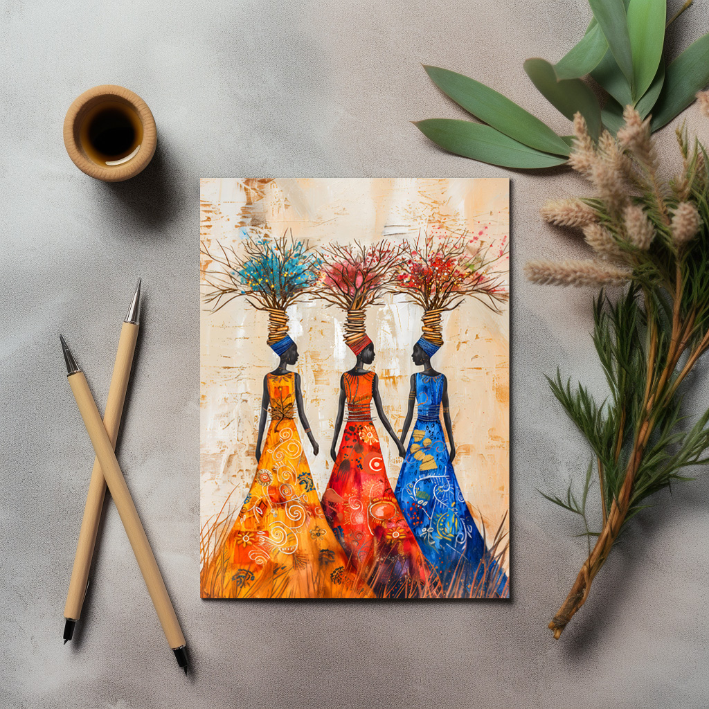 raxxa Postkarte: African Women with Colorful Firewood