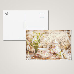 raxxa Postkarte: Snowdrops and Teacups in Vintage Style