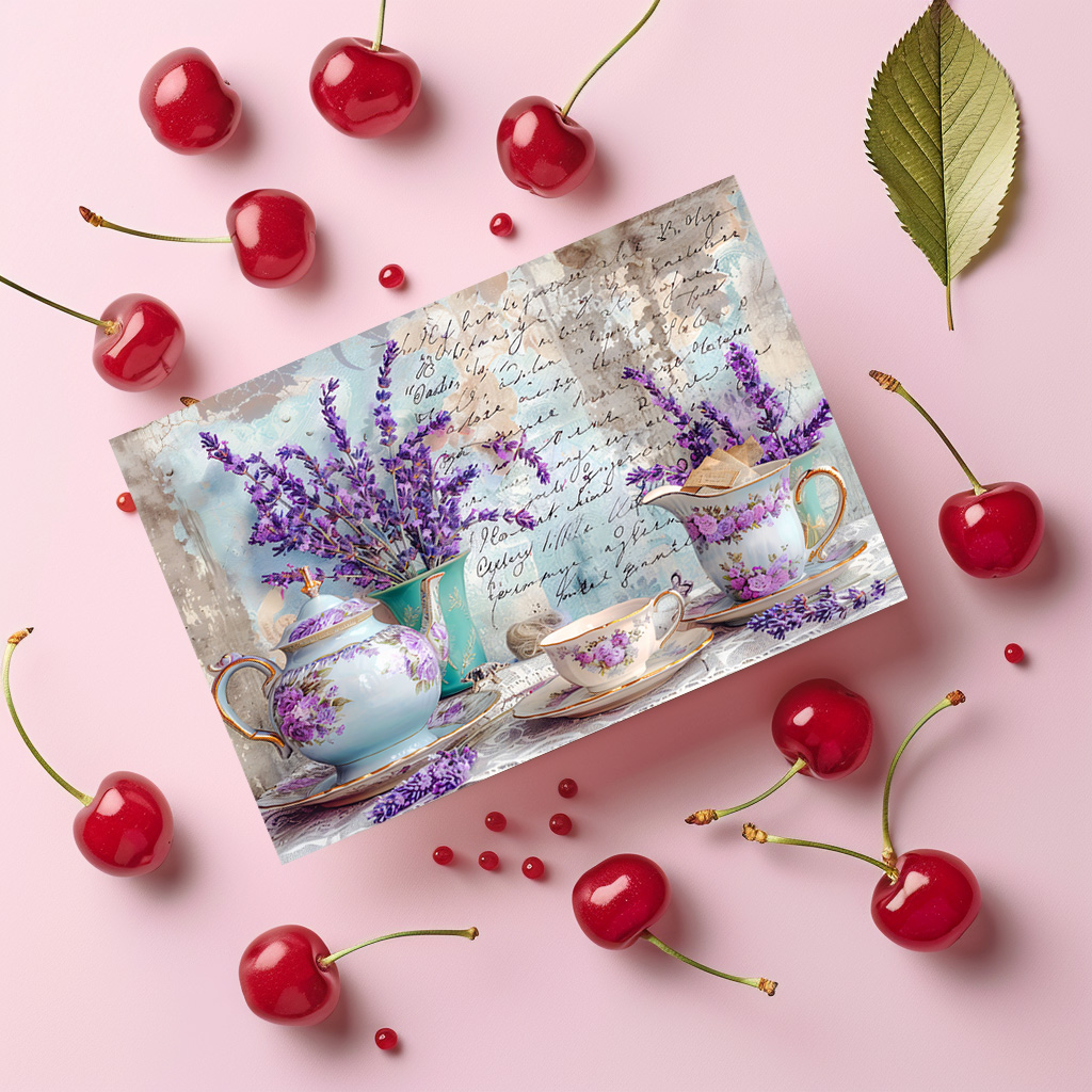 raxxa Postkarte: Lavender with Classic Tea Service