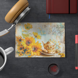 raxxa Postkarte: Sunflower with Antique Coffee Pot and Fantasy Script