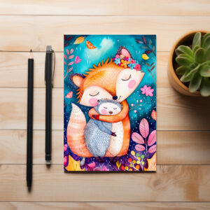 raxxa Postkarte: Fox Hugging Hedgehog