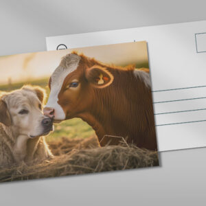 raxxa Postkarte: Farm Friends Labrador and Cow Enjoying Summer Days