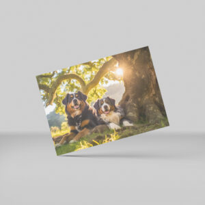 raxxa Postkarte: Two Bernese Mountain Dogs Resting Together