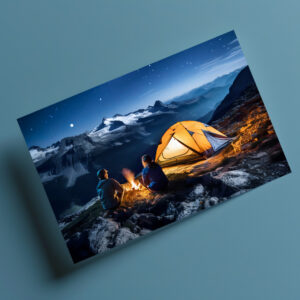 raxxa Postkarte: Campfire by Tent under Starry Sky