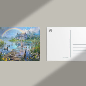 raxxa Postkarte: Rainbow Cottage with Ducks, Heron and Forest Stream