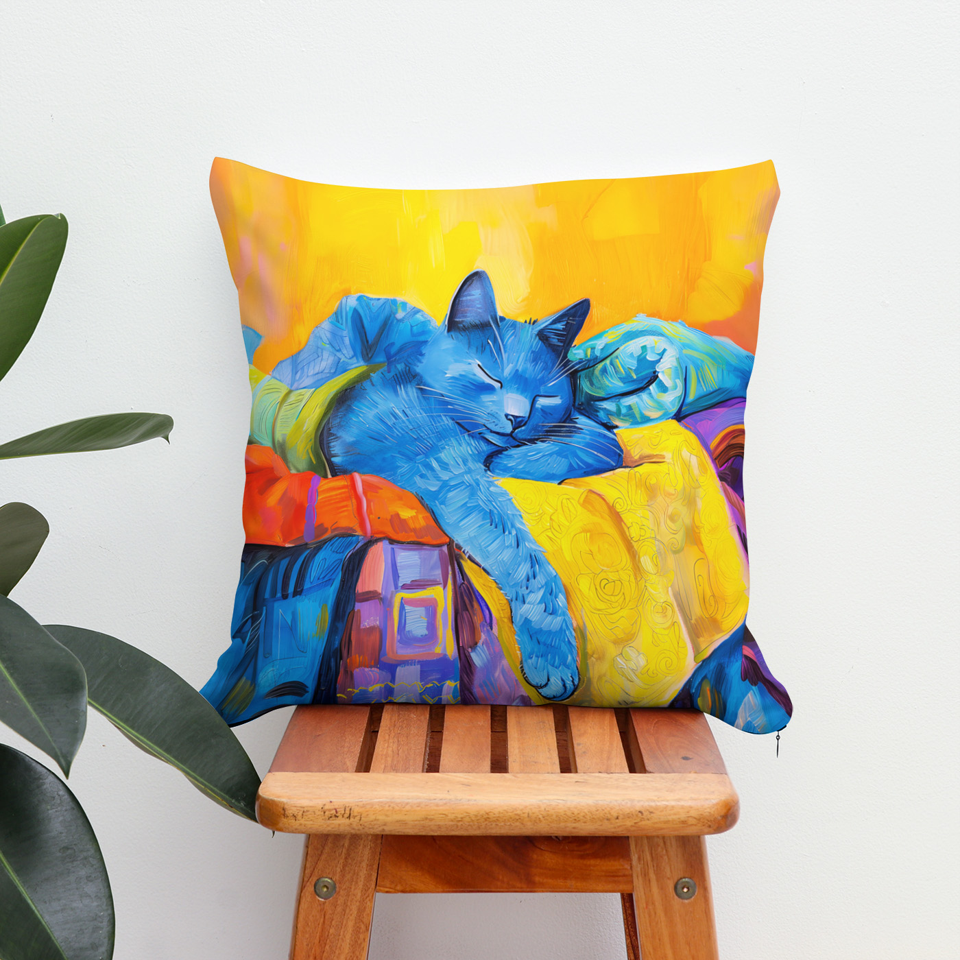 Kissen: Cartoon Cozy Cat in Armchair