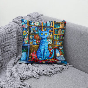 Kissen: Blue Cat by Colorful Shelf