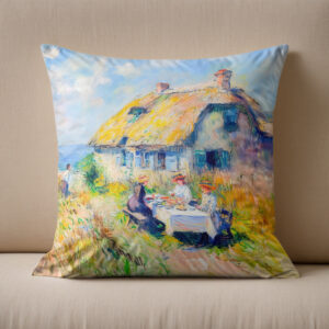 Kissen: Picnic by the Sea Impressionist Artwork