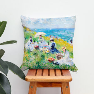 Kissen: Picnic by the Sea Impressionist Artwork