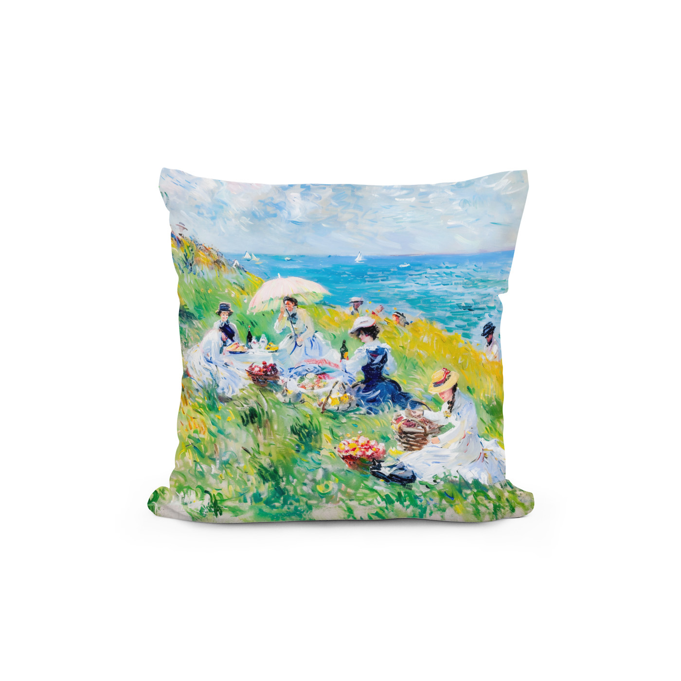 Kissen: Picnic by the Sea Impressionist Artwork – Bild 2
