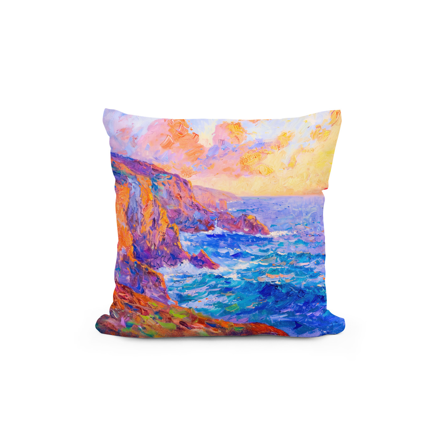 Kissen: Cliffs in Fiery Sunset Impressionist Landscape - Image 2