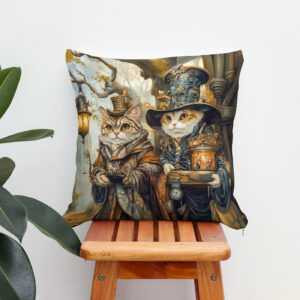 Kissen: Two Magic Cats in a Steampunk Fantasy Scene